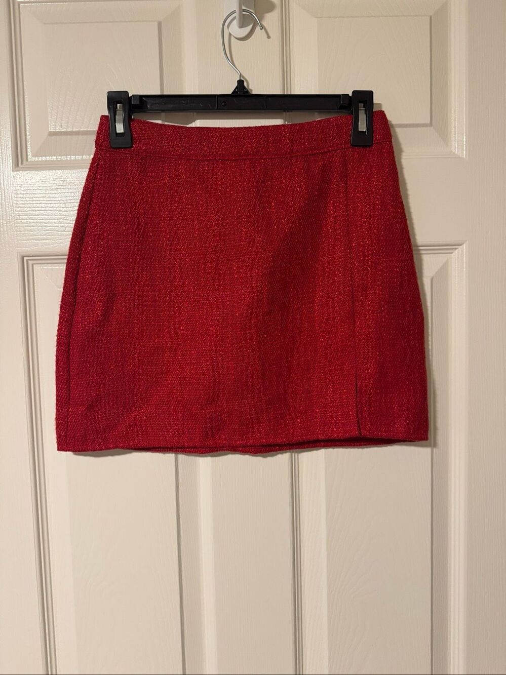 Altar’d State Red Bouclé Tweed A-Line Mini Skirt